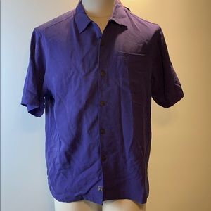 TB Tommy Bahama Small Rio Fronds Short Sleeved Shirt Purple NWTS $98 100% Silk